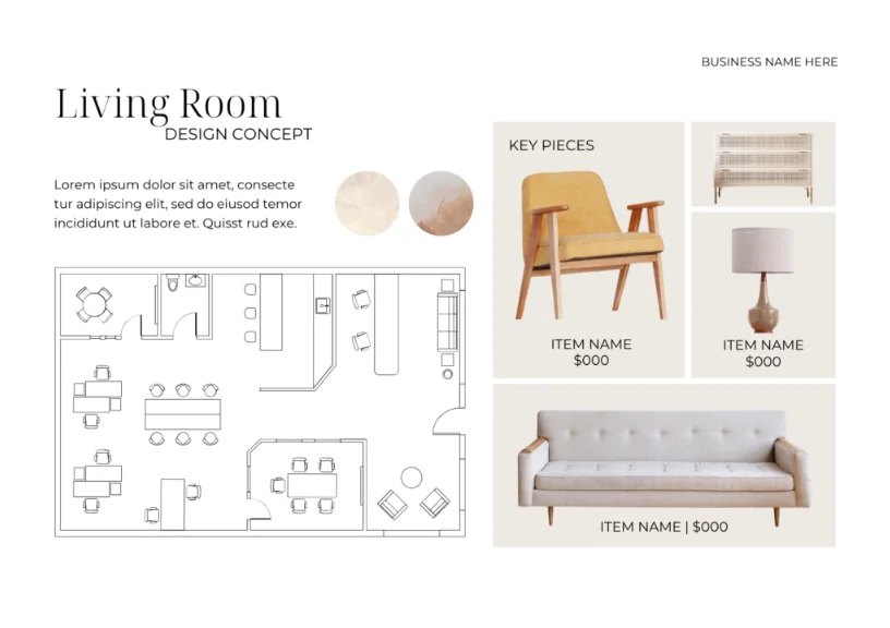Room Design with Furniture and Pricing
