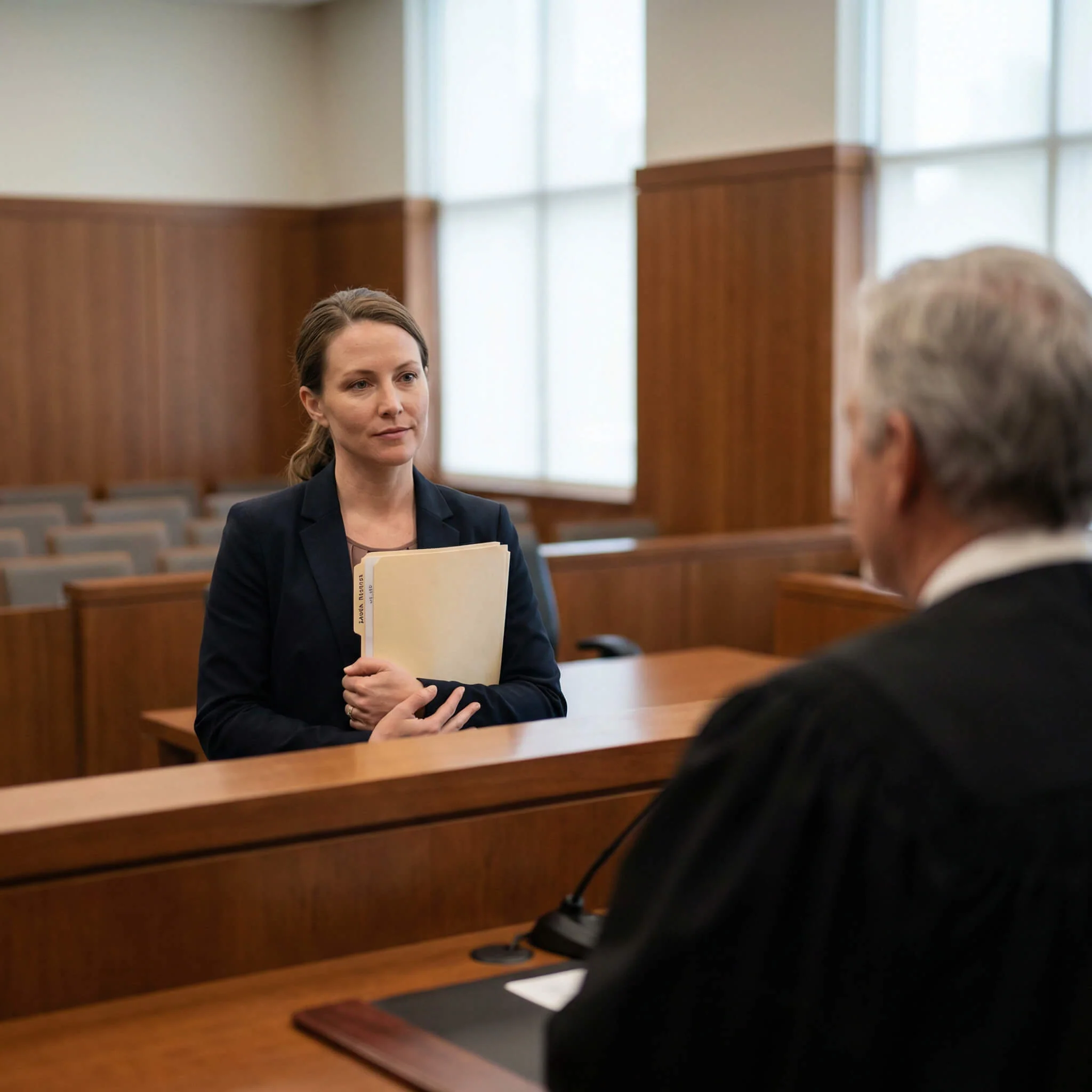 Parent in court representing their case